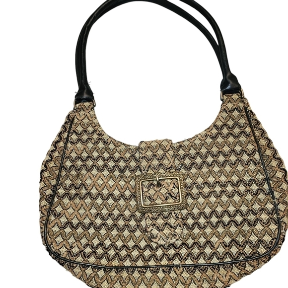 christiana Handbags - Vintage Christiana Fabric Besded Handbag 8" x 14"